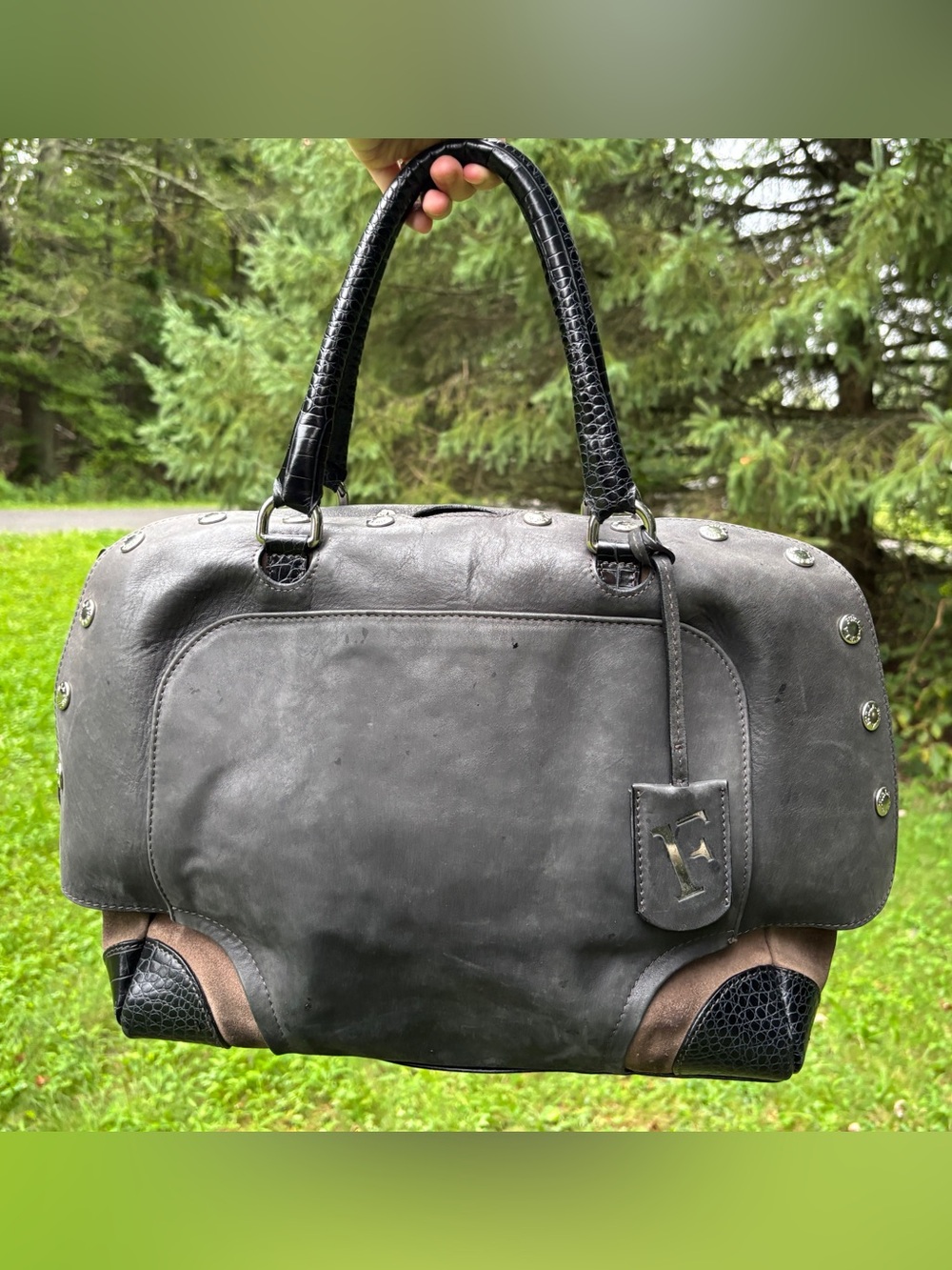Furla Leather Suede Shoulder Bag